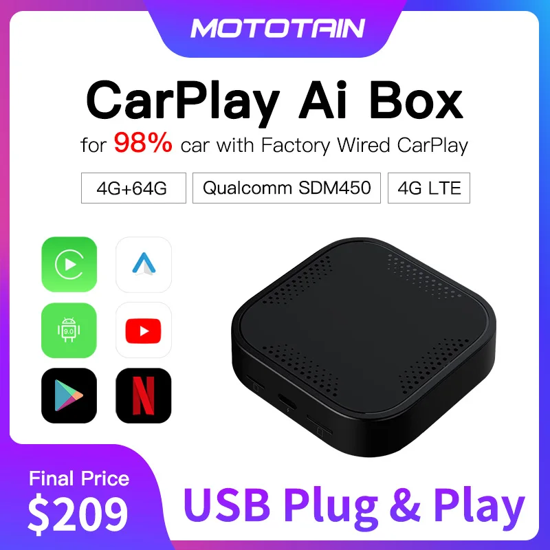 carbox multimidia Android 9 Wireless Android Auto TV Box HDMI Port