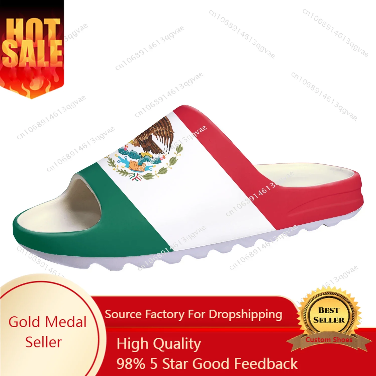 Mexican Flag Soft Sole Sllipers Home Clogs Step on Water Shoes Mens Womens Teenager Mexico Bathroom Customize on Shit Sandals
