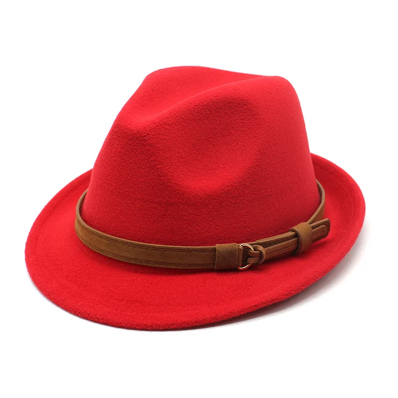 4 Cappelli Fedora In Feltro Per Bambini - Tesa Larga 6,5 Cm, Con Fibbia, Regolabili 52-54 Cm, 2-9 Anni