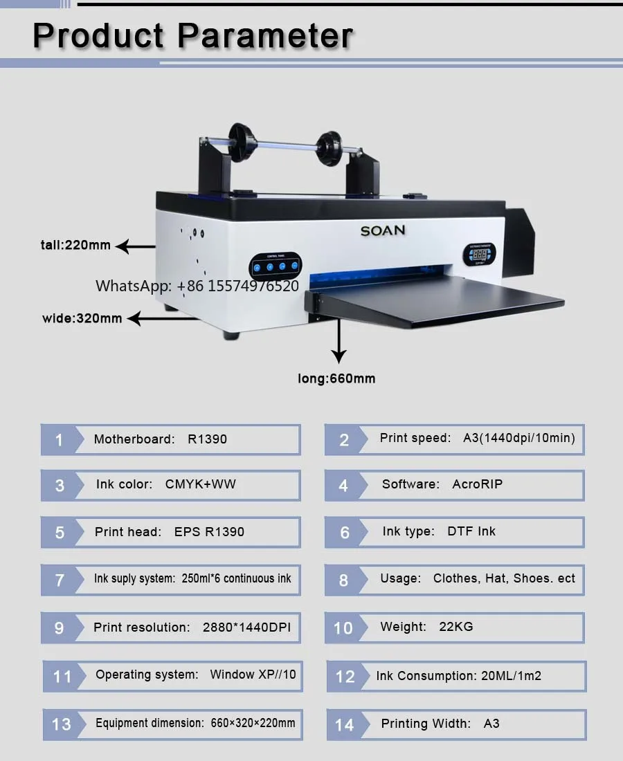 Source Factory A3 DTF Printer Ink Film with Rolls Curing Oven Shaker Impresora DTF Inkjet T-shirt Printing Machine for fabrics