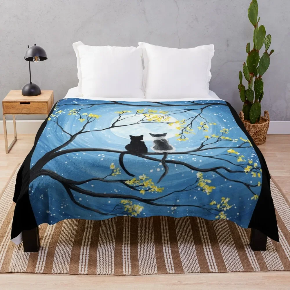 

Плед-одеяло для пикника с изображением кошек и полумесяца, Рождественские декоративные одеяла