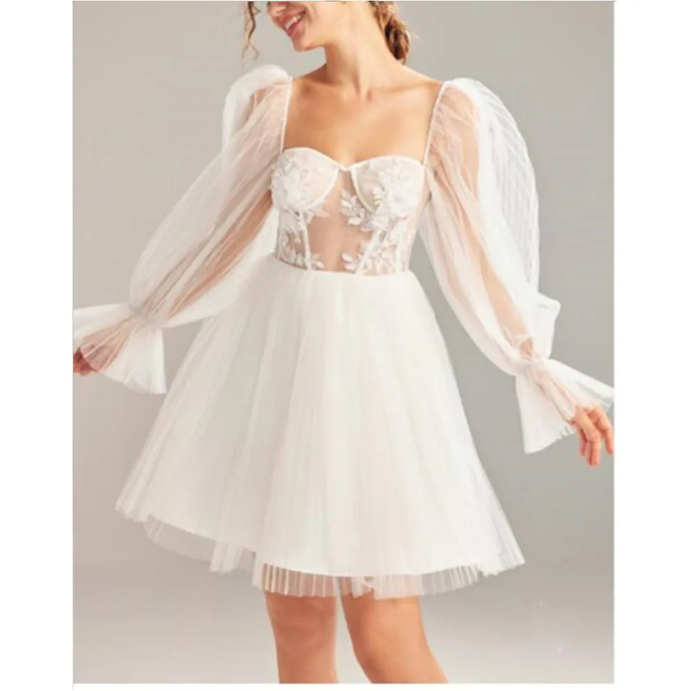 

Sexy Prom Evening Dresses Medium Length Tulle Full Sleeve Elegant Party Dresses for Women 2024 Off Shoulder Formal Cocktail Gown