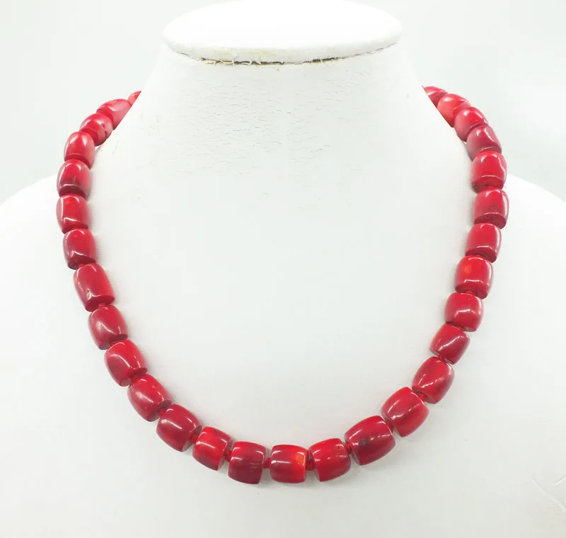 

11mm Red coral necklace, Handmade jewelry, Valentine's Day gift-for-her, Gift-for-wife, Unique gifts 18"