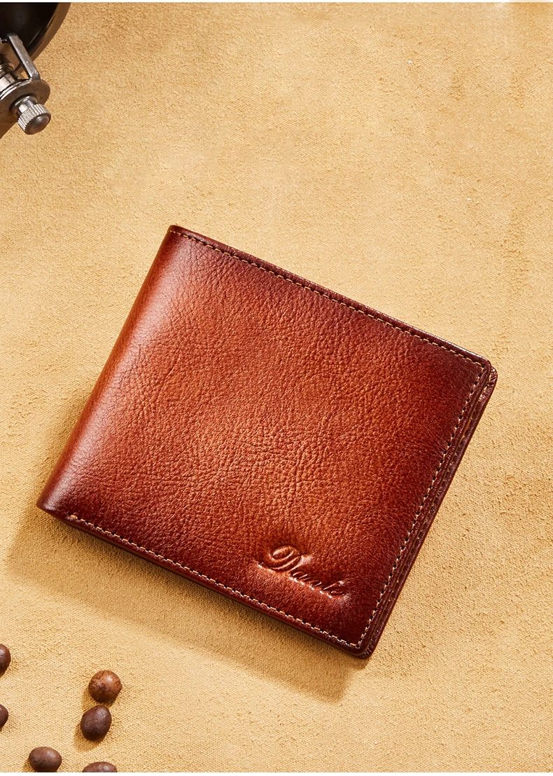 Dante 2023 Men's Leather Wallets RFID Anti-theft Brush Short Clips 100% Head Layer Cowhide Retro Casual Vertical Purse Money Bag