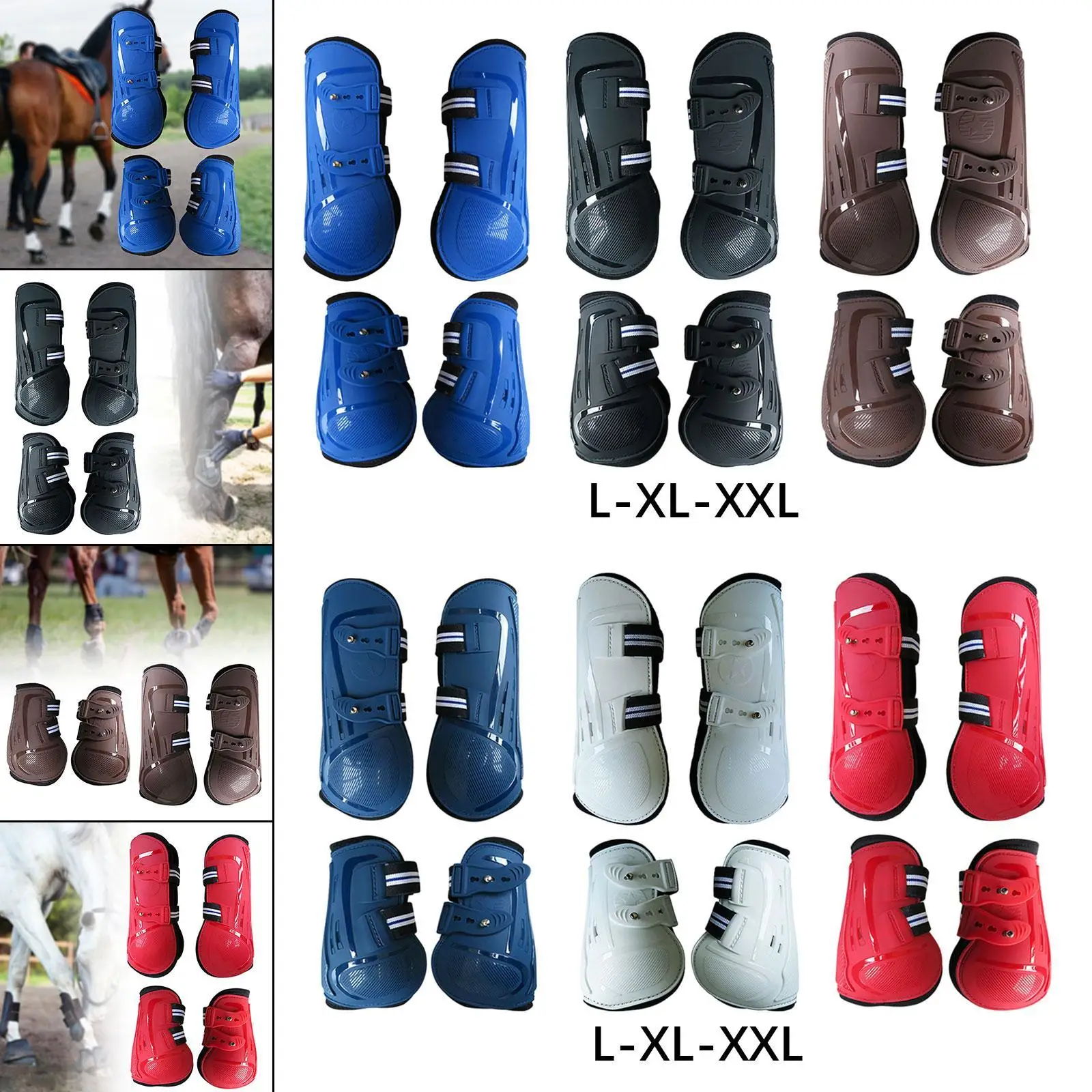 4Pcs Horses Boots Leg Protective Shockproof Support Multifunction Leg Wraps Guard for Jumping Training Equestrian Equipment 3