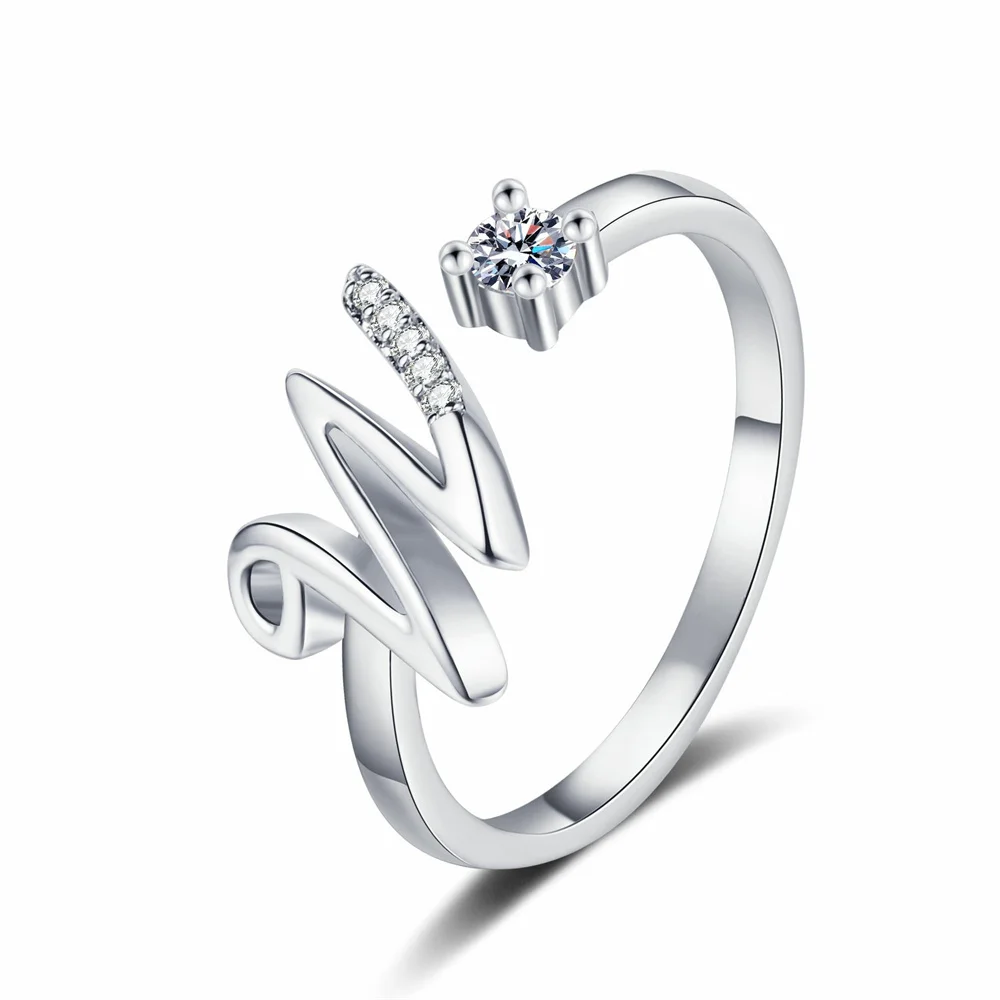 Finger Ring Opening Ring Adjustable Rings Wedding Rings Wedding Ring Crystal Initial Letter Rings for Girl