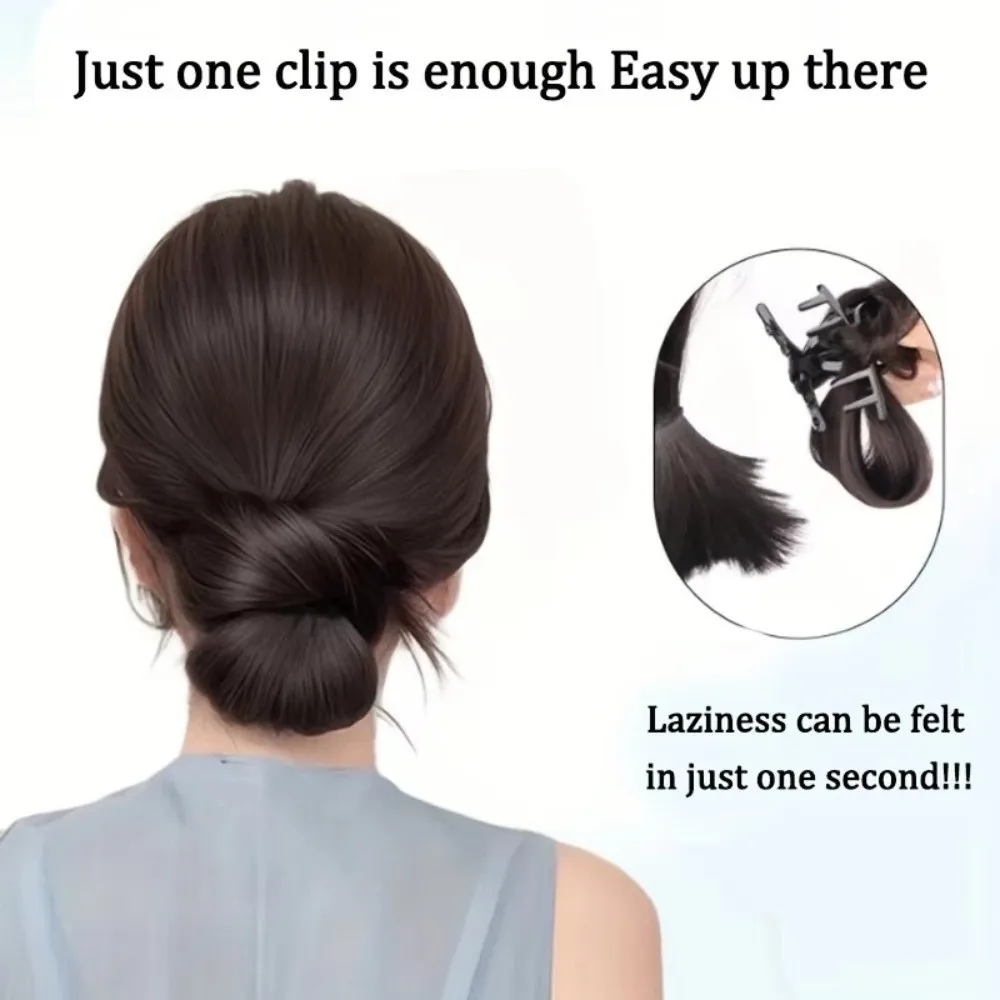 Natürlich synthetische Haarknoten-Perücke, natürlicher Look, Clip-on-Clip-on-Perücke, flauschige Textur, Pferdeschwanz-Verlängerung, Haarverlängerung – Detail 4