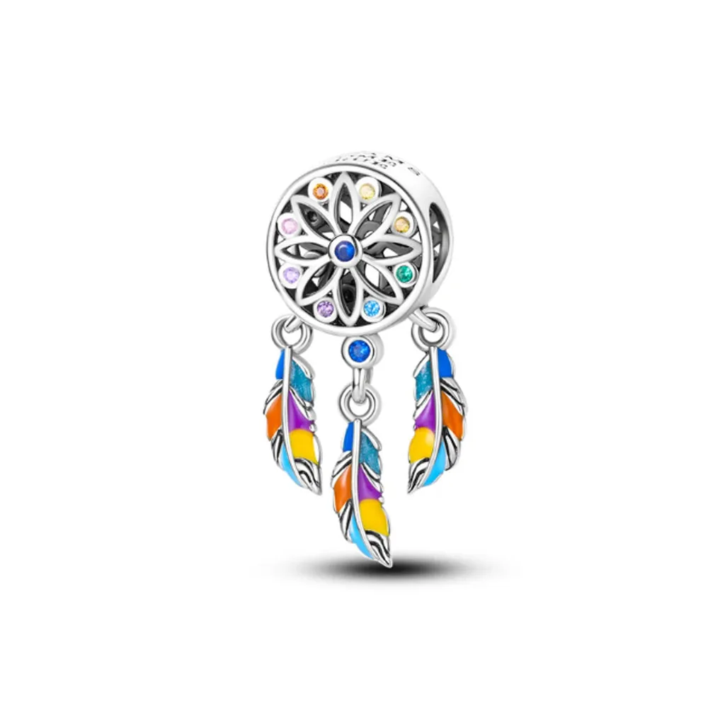 925 Silver Sparkling Dream Catcher Charm Bead Fit Decoration Original Bracelet DIY accessory Jewelry for Women Gift Pendant charm jewelry beads charms silver charm bead charm bead sterling silver beads charm beads jewelry silver bead bracelet silver charm bracelet