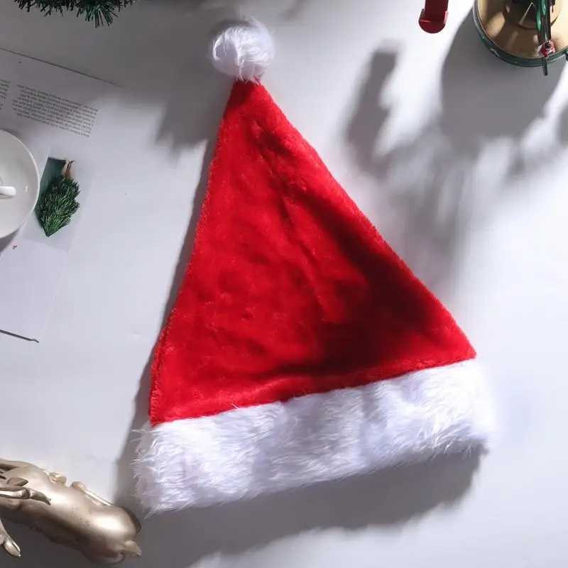 LED Christmas Hat Plush Santa Claus Hats With LED Lights Christmas Costume Accessories Plush Hat For New Year Party