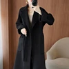 100% Wool Coat Women's Wear 2024 Autumn/Winter Fashion Temperament Double sided Cashmere Coats with Belt Elegant Long Overcoat 2