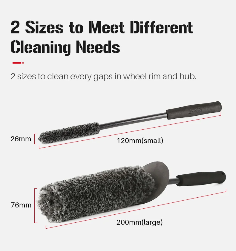 SGCB Multifunction Wheel Wash Brush Kit Microfiber Synthetic Woolies Bendable Tire Rim Cleaning Brush Non-Slip Handle car wax