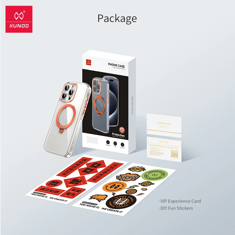 Xundd For iPhone 15 Pro 15 Pro Max 15 Plus Case Airbag Shockproof Clear Cover with Magnetic Holder Support Wireless Charging