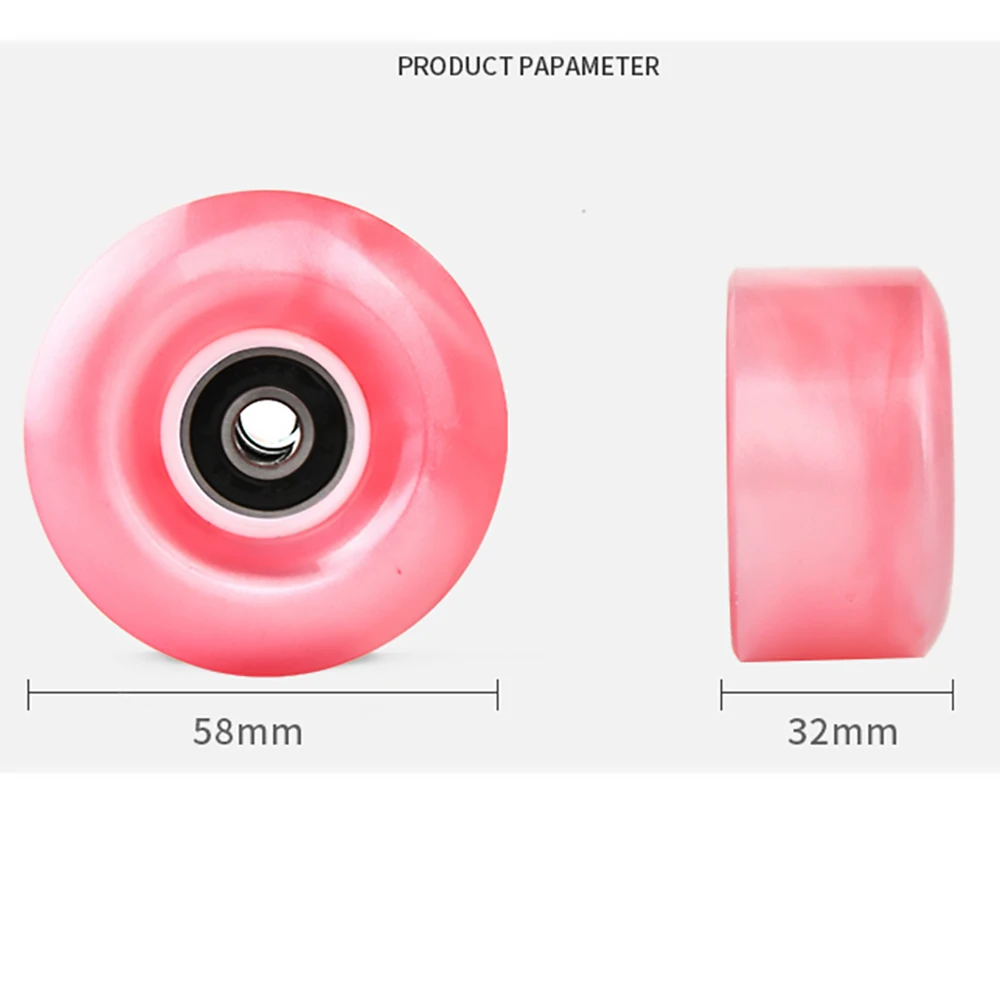 58*32mm 프리라인 스케이트 휠 LED 82A 롤러 스케이트 발광 휠 608 베어링 포함 라이트업 휠 PU 발광 휠 4개