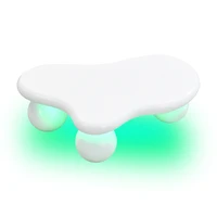 Table basse Comanlai avec éclairage LED, table d'appoint en forme de nuage au design unique, pied rond, table à thé pour salon, bureau, blanc 4