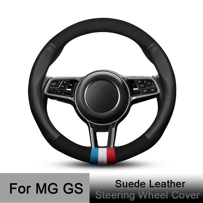 

Car Steering Wheel Cover Suede Leather Anti-Slip Black Red for MG GS 2015 2016 2017 2019 Interior Accessories
