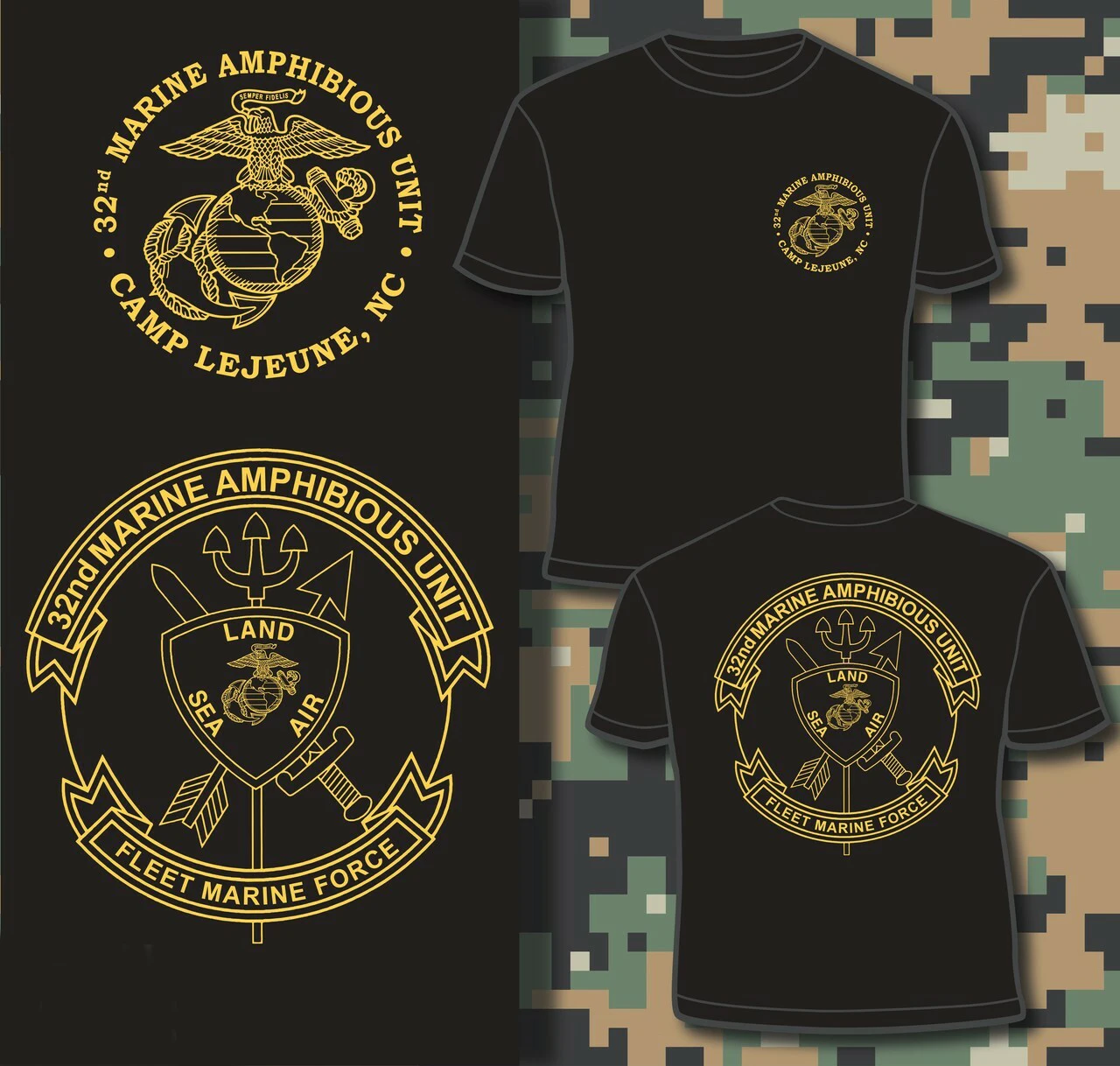 

Fleet Marine Force 32nd Marine Amphinbious Unit T Shirt. Short Sleeve 100% Cotton Casual T-shirts Loose Top Size S-3XL