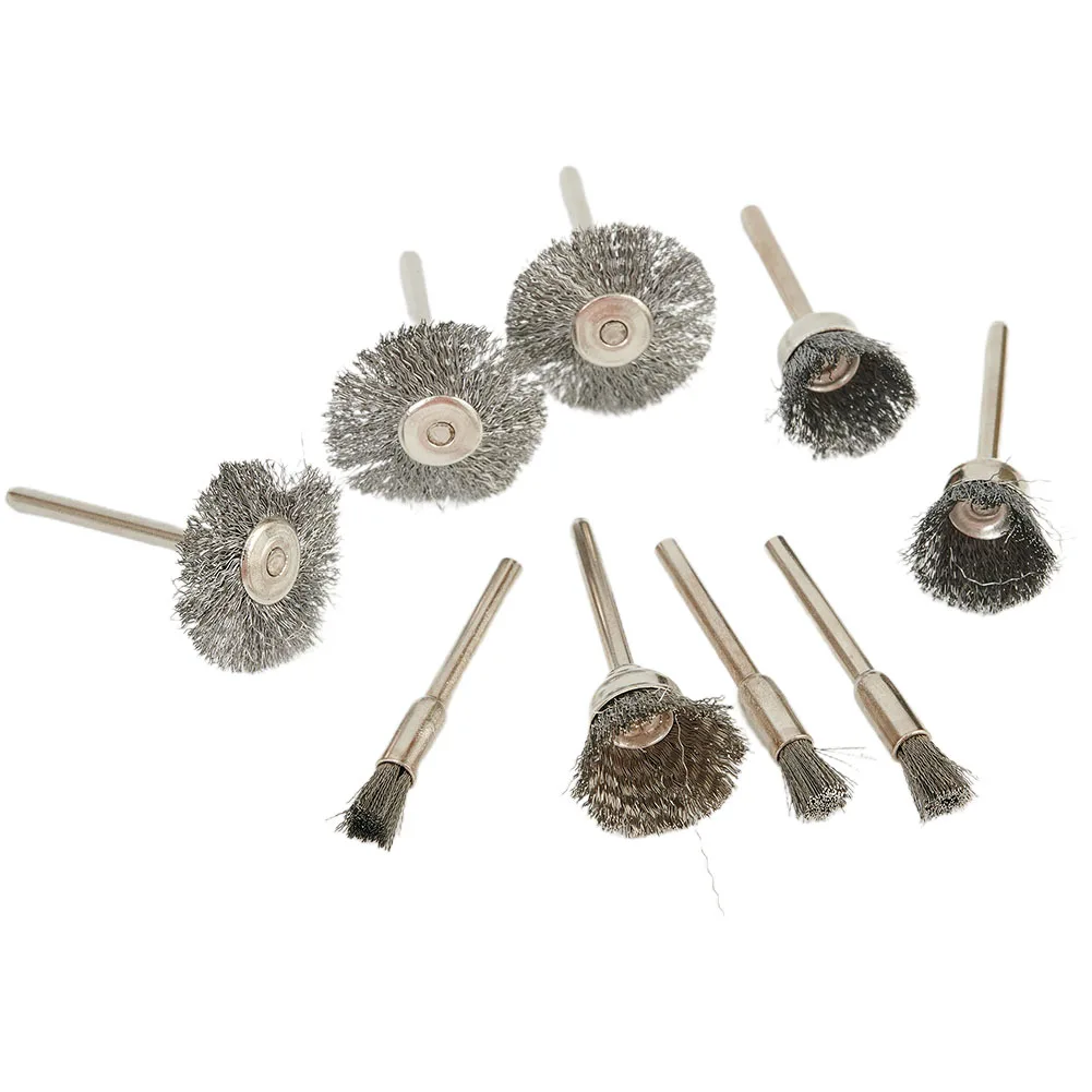 

9Pcs/Set 25mm Diameter Polishing Wire Brushes Stainless Steel Drill Rotary Grinding Tools Rotary Tool Rust Removal Polishing