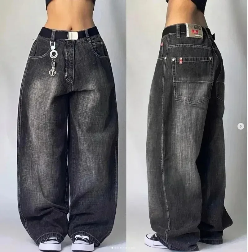 New Retro American Street Hip-hop Loose Jeans Female Y2K Harajuku High Waist Wide Leg Pants Gothic Wide Pants Street Pants Male - Image 5