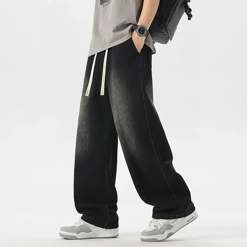 جينز رجالي أمريكي فضفاض واسع الساق فضفاض مستقيم بن...