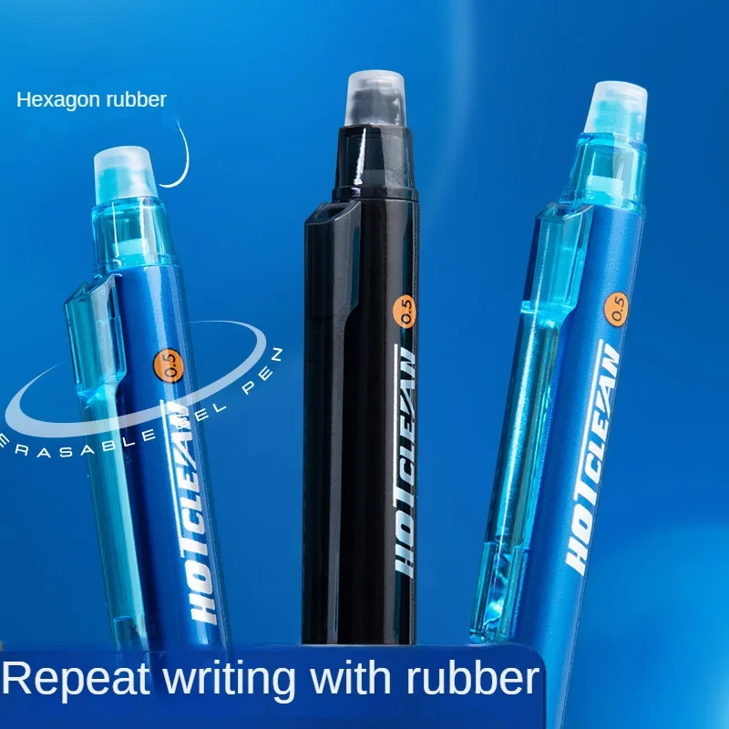 M&G 6pcs Retractable Erasable Gel Pens, 0.5mm Blue/Black Ink Gel Pen, Erasable Pen Make Mistakes Disappear, Premium Comfort Grip 2