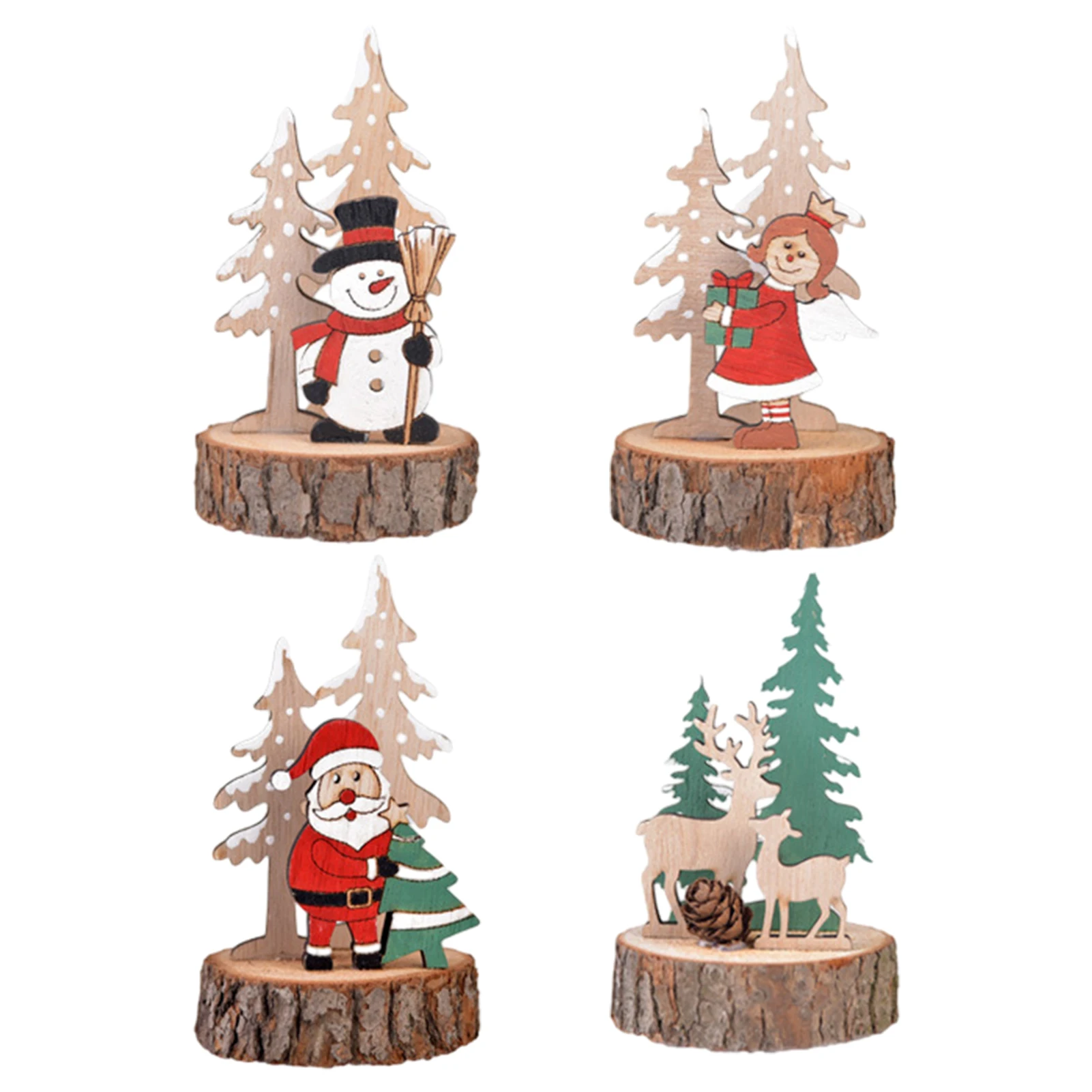 

Рождественские украшения для стола, 4 шт., оконные пороги, снеговик, Санта-Клаус, праздничные реалистичные деревянные подставки, домашний декор, олень