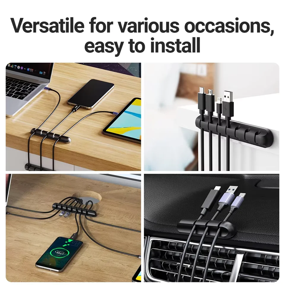 Confezione da 6 fermacavi magnetici, organizer per cavi autoadesivo, per scrivania, comodino, cavi di ricarica, HDMI, USB, audio, bianco Confezione da 6 fermacavi magnetici, organizer per cavi autoadesivo, per scrivania, comodino, cavi di ricarica, HDMI, USB, audio, bianco