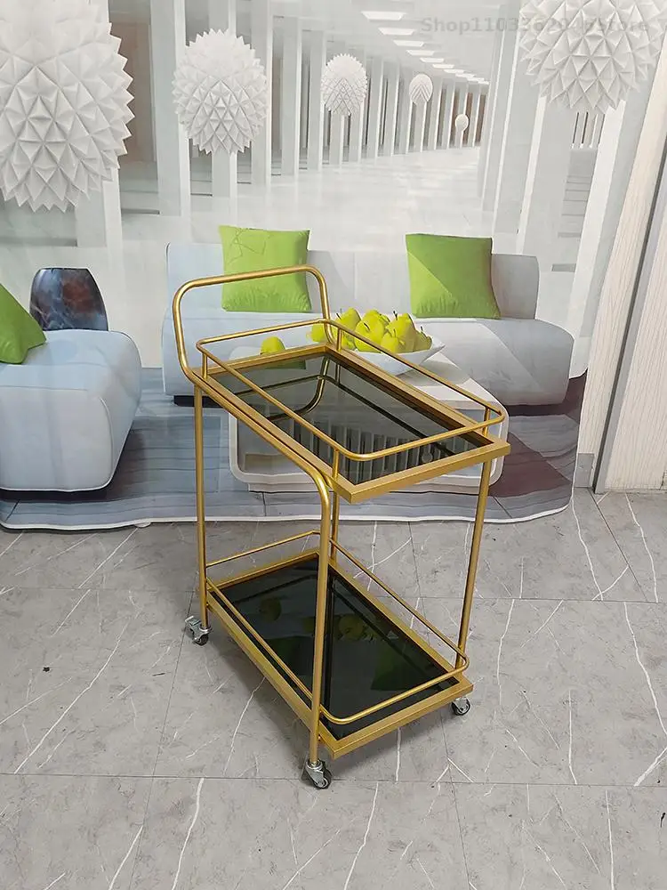 Dining cart high-grade tempered glass dining cart Hotel restaurant chess and card room reception tea