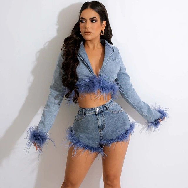 Reworked Denim Crop Set