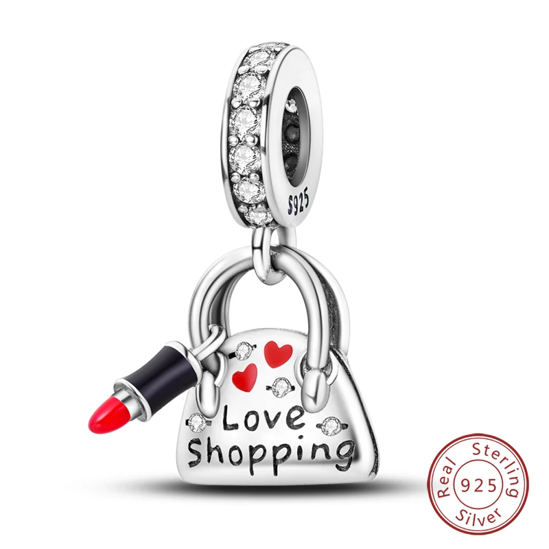 

925 Sterling Silver Handbag Lipstick Charms Pendant Fit Pandora 925 Original Bracelets DIY Jewelry