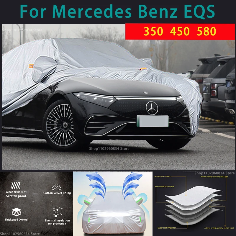 

For Mercedes benz EQS 350 450 580 210T Full Car Covers Outdoor Sun uv protection Dust Rain Snow Protective Auto car cover