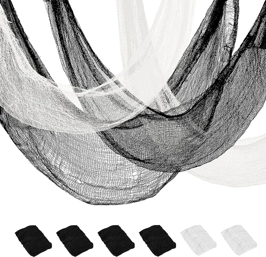 

6Pcs 30×72inch Halloween Creepy Cloth Gauze Cloth Decor Creepy Cloth Decorations for Party Indoor Outdoor (4Black + 2White)