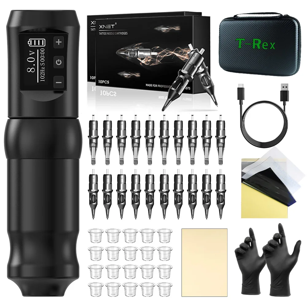 Tattoo Kit Tattoo Pen Tattoo Supplies Ambition Wireless Tattoo Machine Pen Kit 1950mAh Battery Pack Portable Professional Tattoo Equipment