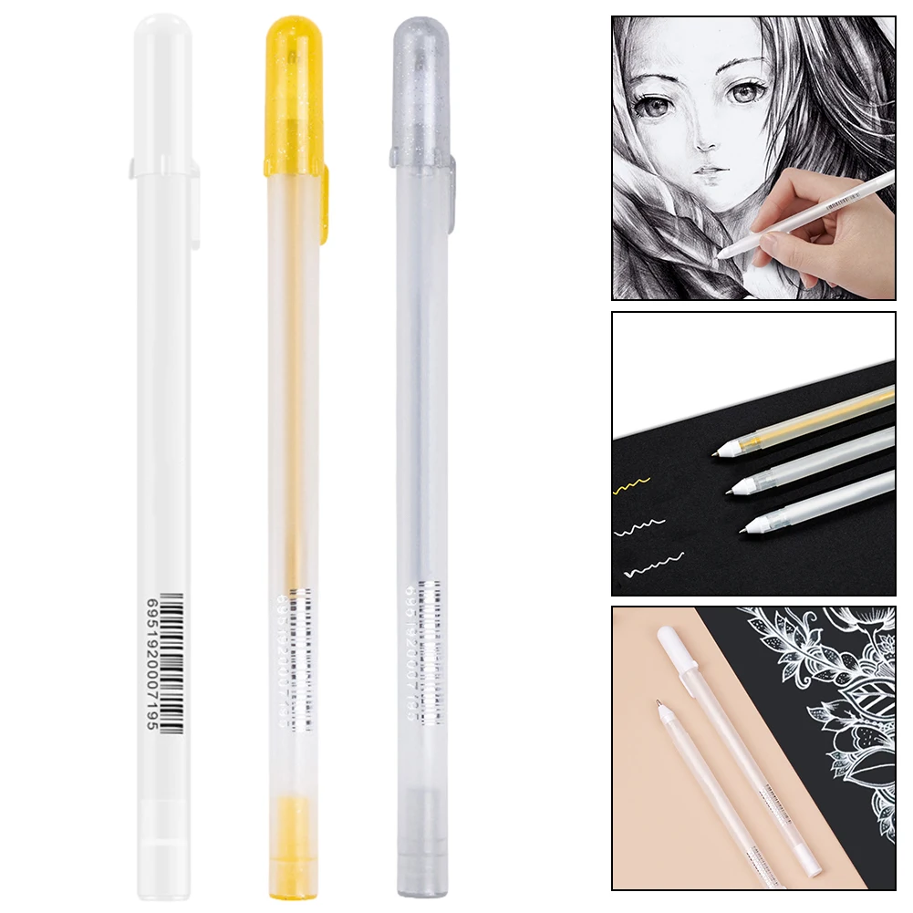 1 Stuk Witte Gel Pennen Markeerstift Voor Journaling Kunst Tekening Klassieke Witte Inkt Diverse Punt Fijn Medium Bold