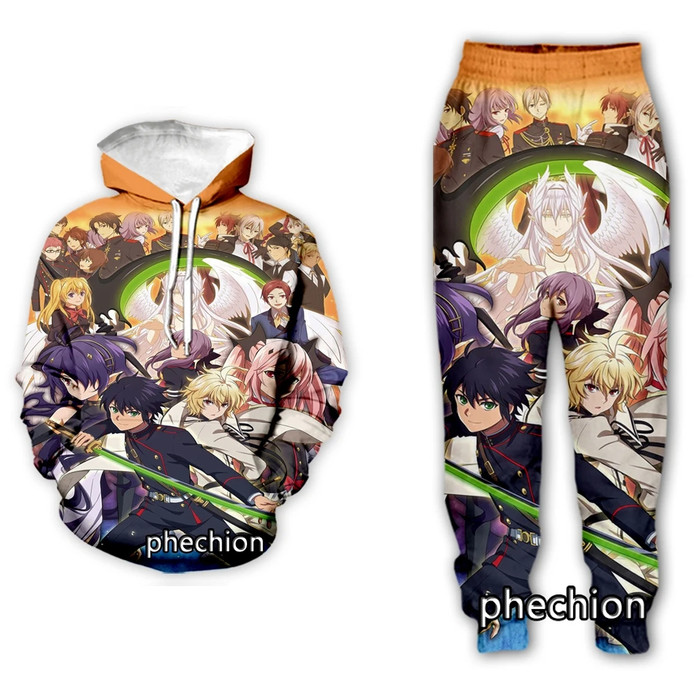 

phechion New Men/Women Anime Seraph of the end 3D Print Clothing Long Sleeve Fashion Sweatshirt Hoodies Men Sport Long Pants P55