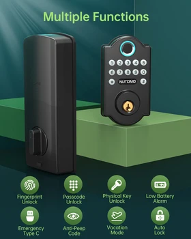NUTOMO Keyless Entry Smart Fingerprint Door Lock Front Deadbolt Digital Electronic Looks Office Home Safe Security Protection 3