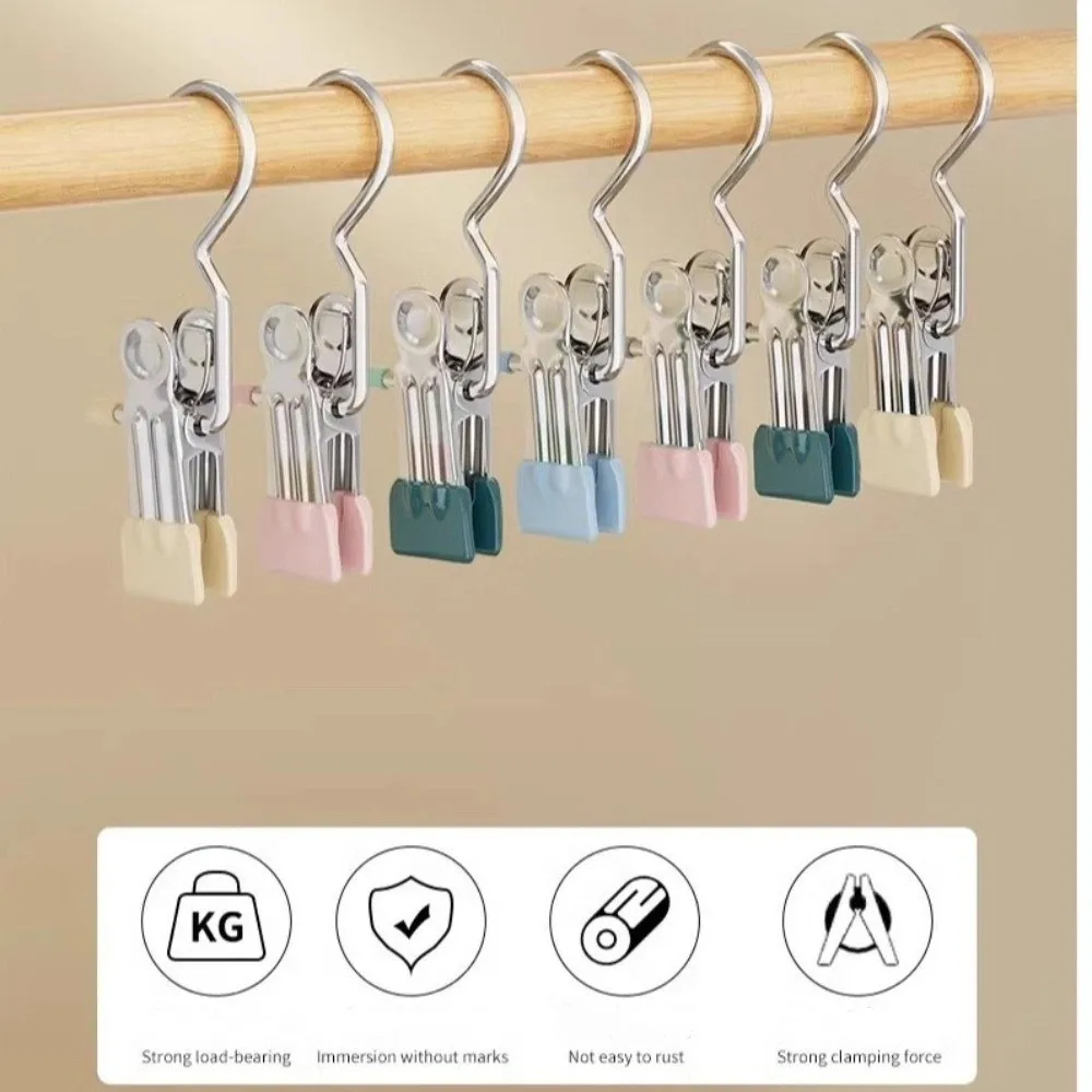 Description Picture 3 of item30Pcs Stainless Steel Closet Clothespins Portable Hanging Wardrobe Clothes Clip Hangers Space Saving with Hook