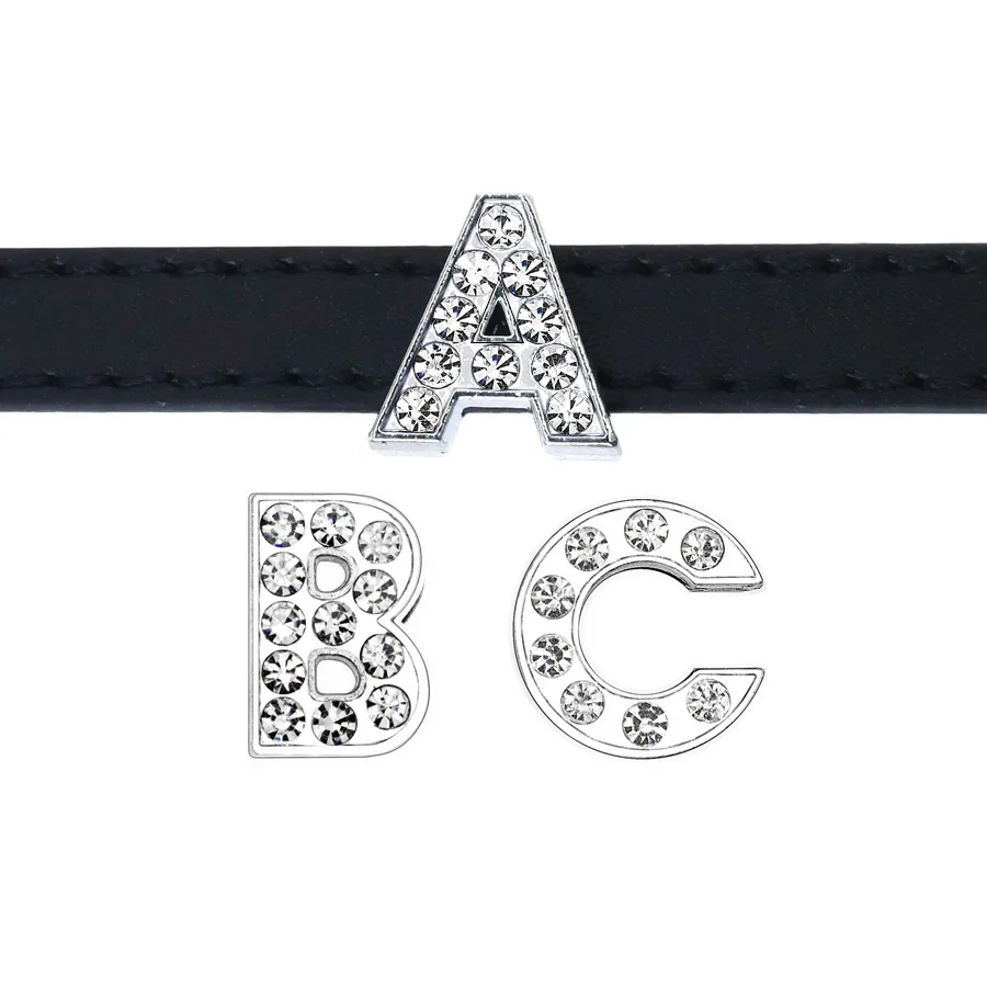 Wholesale 10mm Rhinestone Slide Letter Charms For Jewelry Making Women Bracelet Alphabet A-Z Pet Collar Necklace DIY Accessories 4