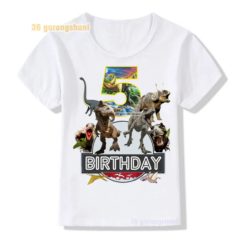 t shirt boys t shirts Happy birthday 2 3 4 5 years kids tshirt cartoon dinosaur t-shirts tops for girls shirts children clothes t-shirt for kid girl	 Tops & Tees