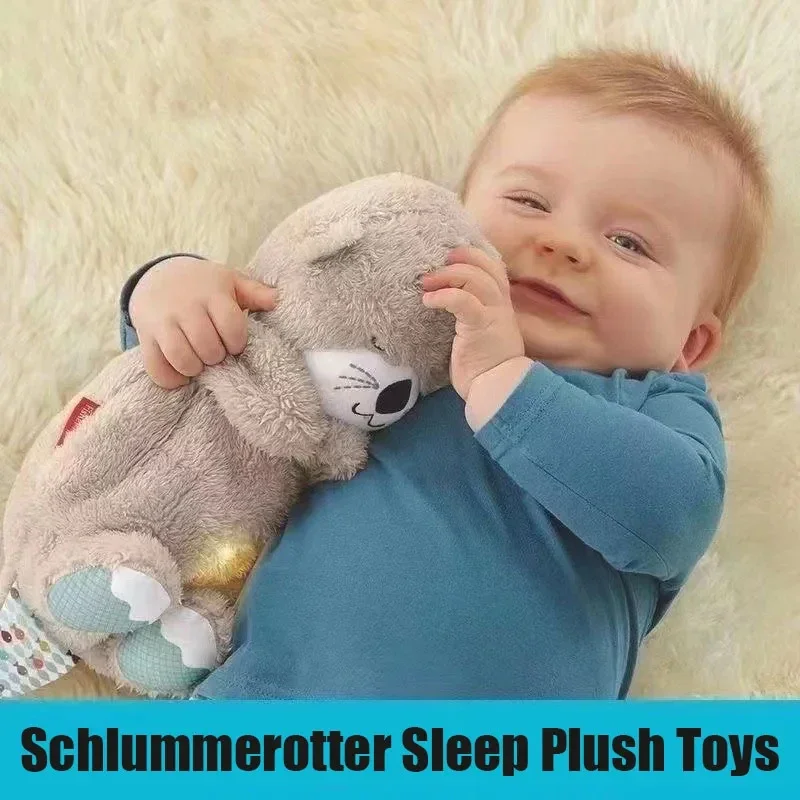 Baby Plush Doll Breathing Bear Newborn Soothing Sleep Playmate Otter Toy Kids Music Sleeping Companion Sound Light Doll Toy Gift 5