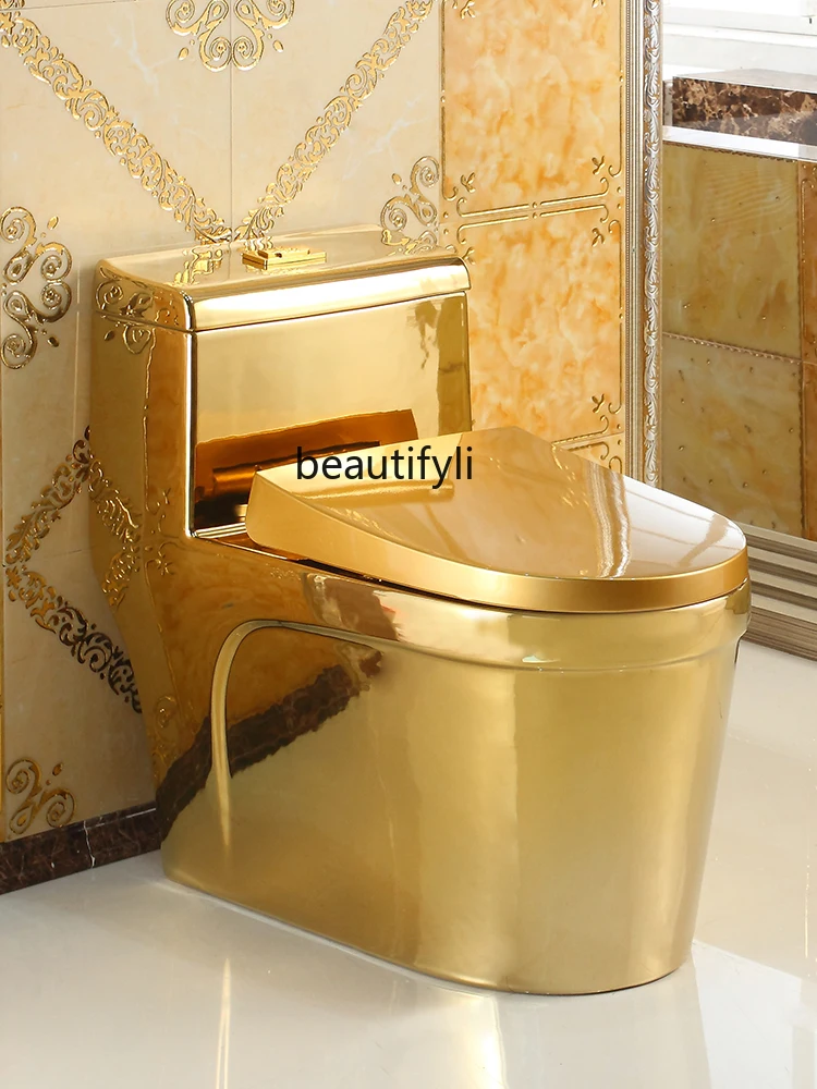 

European-Style Golden Toilet Flush Toilet Super Swirling-Style Color Water-Saving Bar Toilet