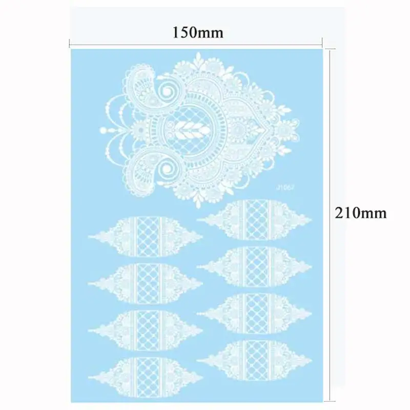 White Henna Tattoo Stickers for Hand Temporary Tattoos for Women Mehndi Women\'s Body Art Wedding Party Fake Tatoo