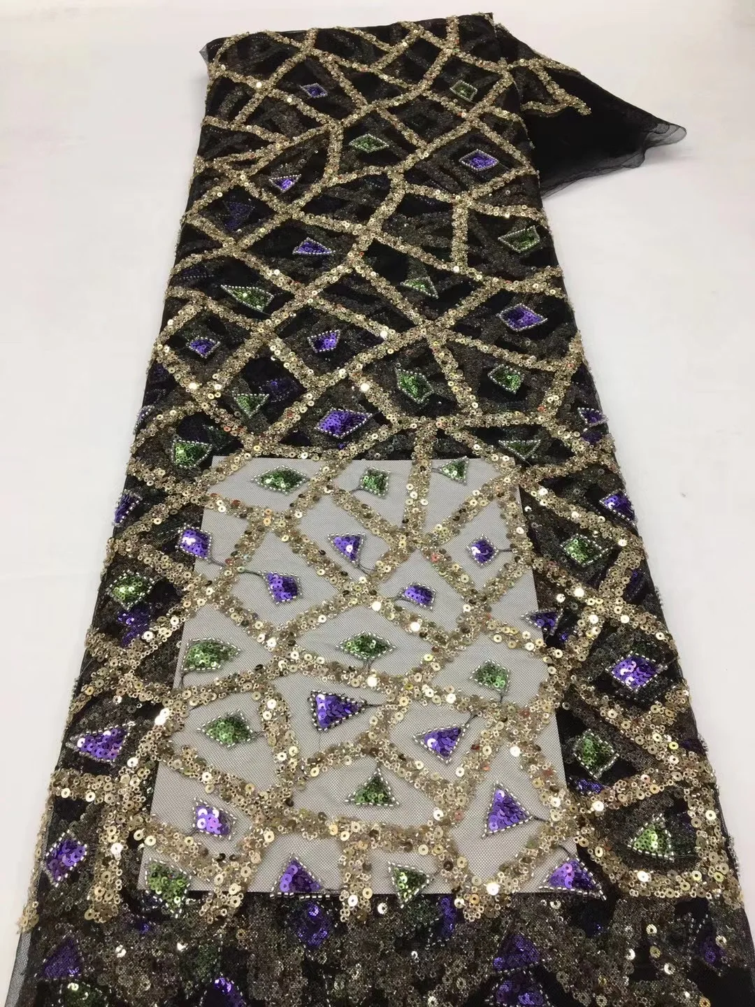 

5 ярдов, роскошная кружевная ткань ручной работы с бусинами, тяжелая вышивка блестками, модная французская фотография для свадьбы XX5458