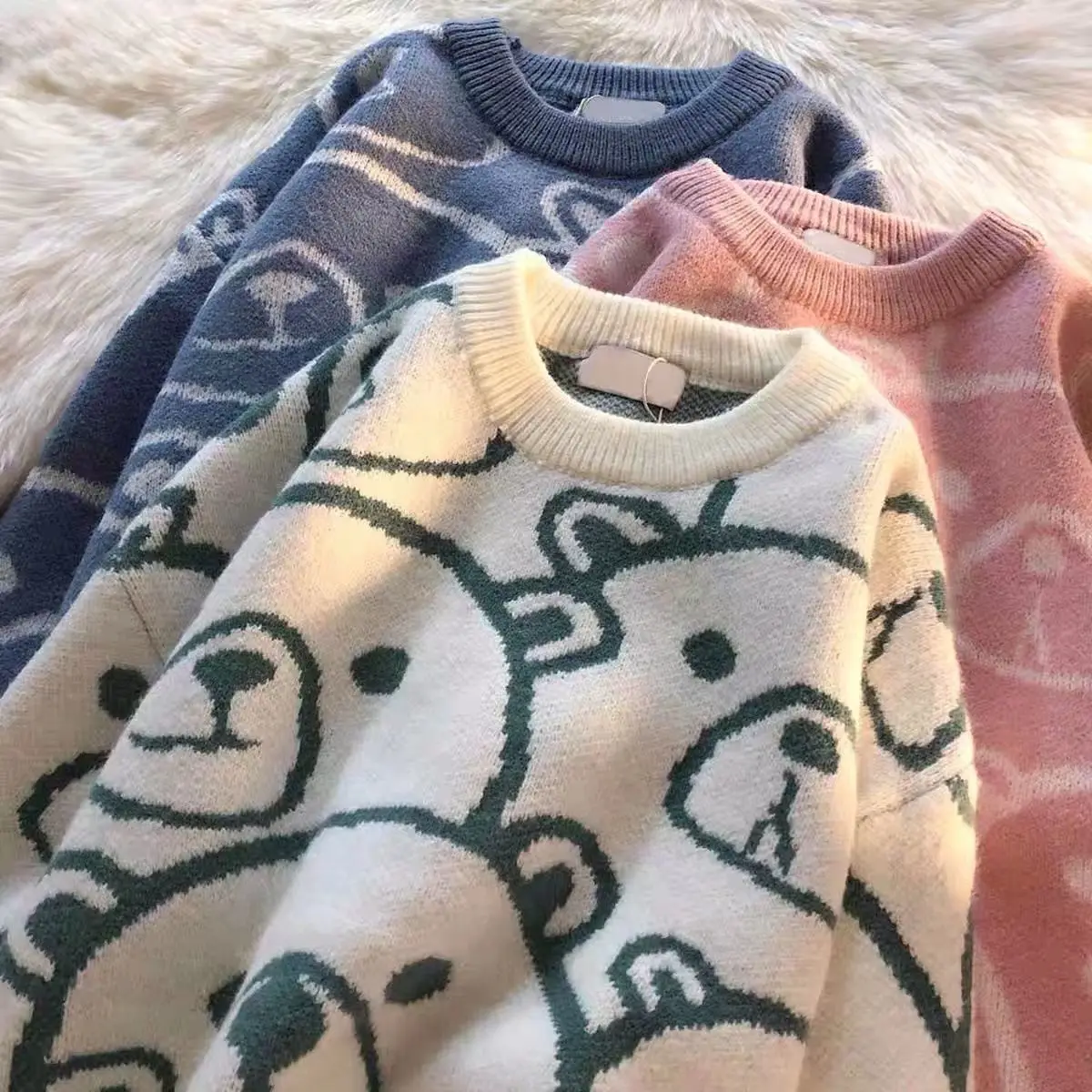 

Women Oversize Sweater Ladies Oversize Y2k Long Sleeve Winter Vintage Clothing Streetwear Goth Kawaii Tops Pullovers Anime