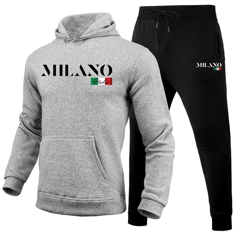 Male Daily Casual Sports Hoodie and Jogger Pants Gym Outfits Home Outdoor Warm Sportswear 2025 Hot Sale Men's Tracksuit 2pcs Set