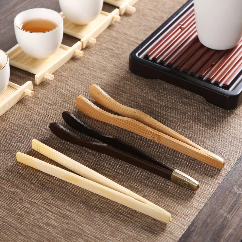 1 PC Hot Sale Wooden Tea Clip Bamboo Kitchen Salad Food Toast Tong Tweezer Bacon Sugar Ice Tea Utensil Teaware Accessories