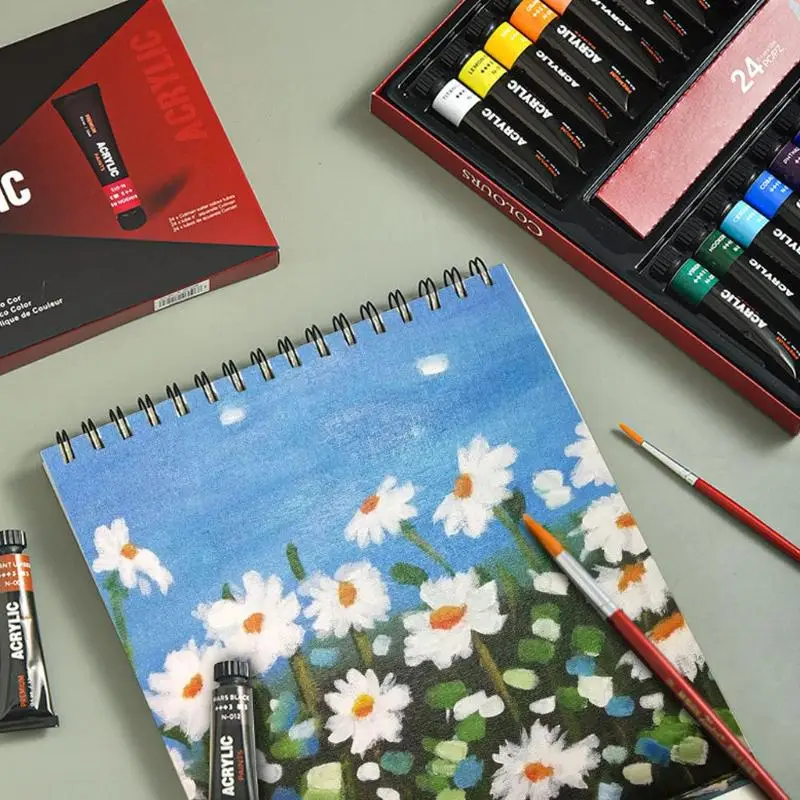W89C 24 색 아크릴 페인트 키트 아티스트 페인팅 세트 12ml x 24 DIY 공예 용 튜브