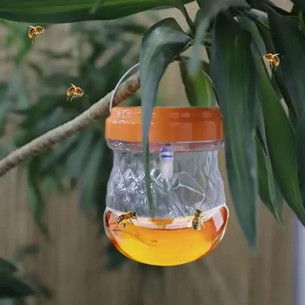 Solar Wasp Trap Bee Trap Carpenter Bee Solar Panel Traps for Outdoors Hanging with Fruit Fly Traps Beekeeper Professional Tool