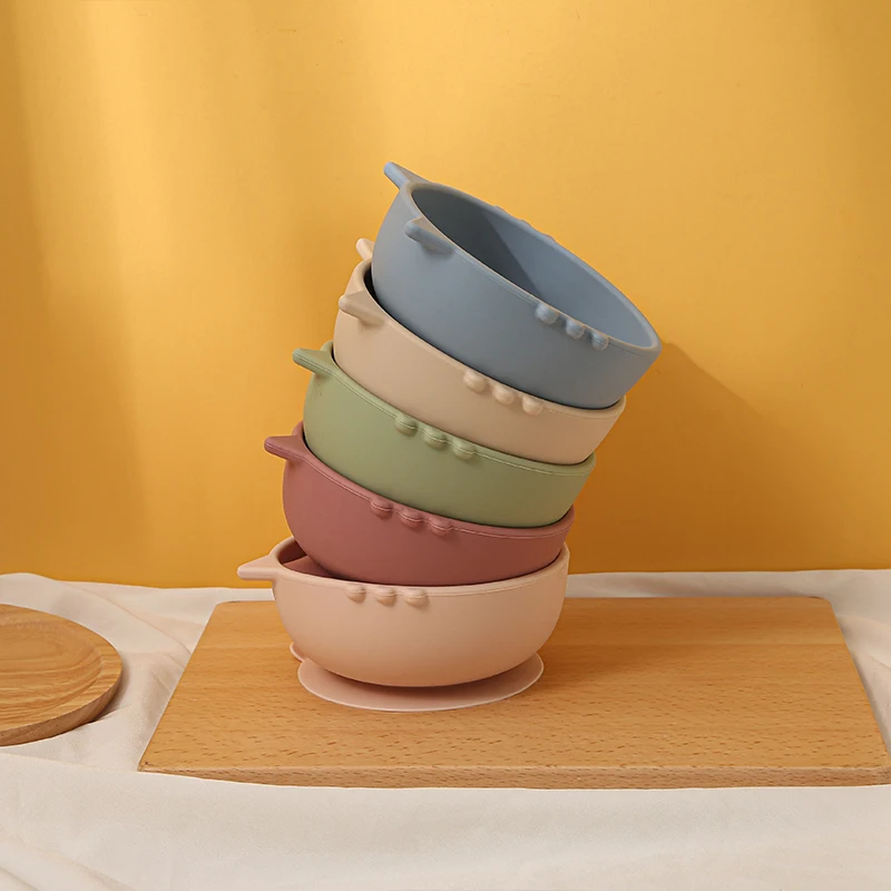 New Silicone Baby Feeding Bowl Tableware for Kids Waterproof Suction Bowl Feeding Bowl BPA Free Silicone Dishes for Baby Bowl 6