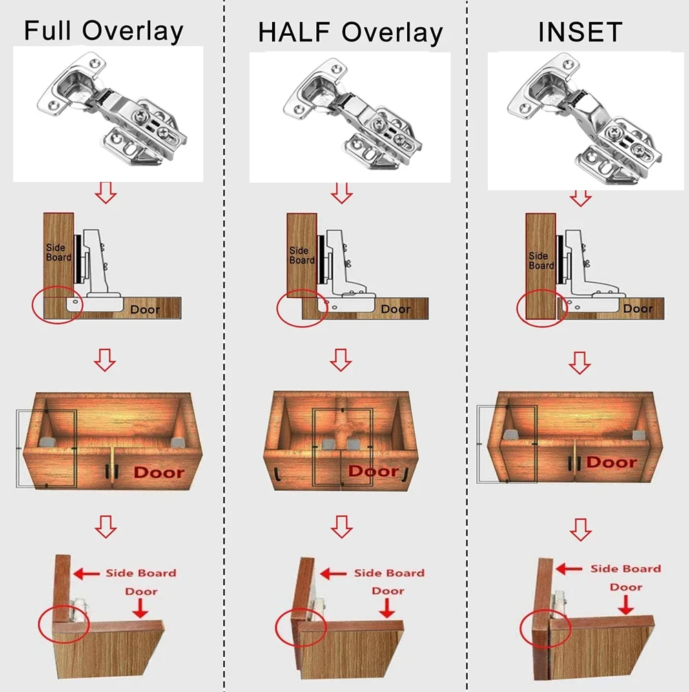 Stainless Steel Door Hinges 2 Pcs Stainless Steel Cabinet Door Hinges Hydraulic Damper Buffer Soft Close Quiet Wardrobe Door Concealed Hinges with Screws