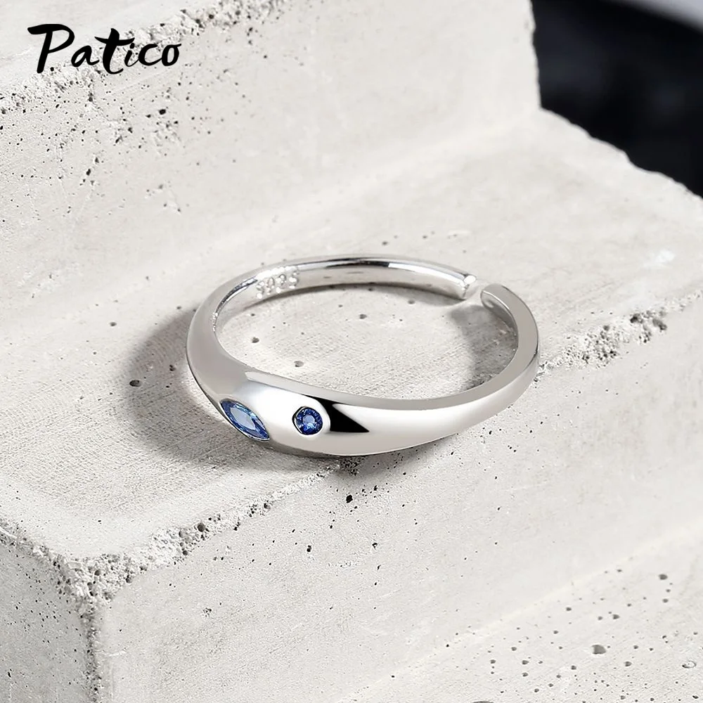 Personalized Jewelry Open Rings Rhodium Plating Rings Simple Cubic Zircon 925 Sterling Silver Ring With High Quality